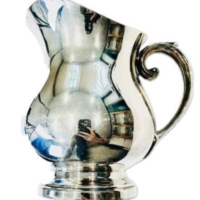 Sale Photo Thumbnail #72: Silver Plated Water Pitcher - Signed "Newport Silverplate"