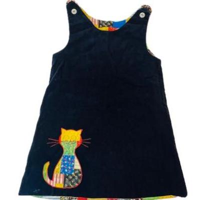 Sale Photo Thumbnail #92: Vintage Reversible Patchwork & Corduroy Jumper Dress With Contrasting Applique