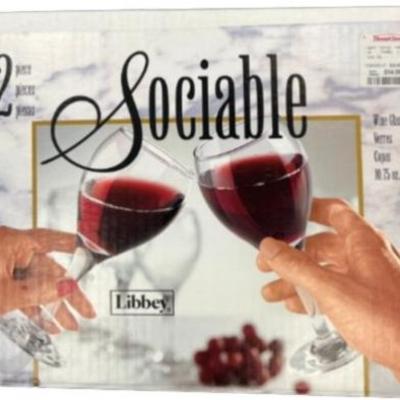 Sale Photo Thumbnail #151: New! Libby Sociable Wine Glasses (12)