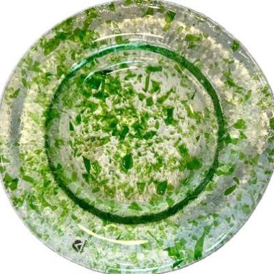 Sale Photo Thumbnail #137: Signed "Murano Acquachiara" Fused Art Glass Plate With Original Tags & Labels