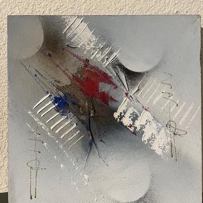 Abstract Mixed Media Artwork on Canvas with Textured Elements