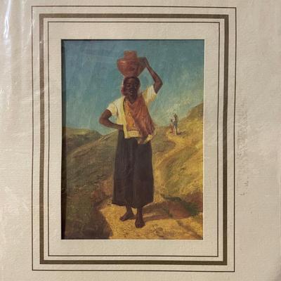 Framed Print Depicting a Woman Carrying a Vessel on a Pathway