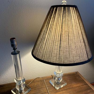 Clear Acrylic Table Lamps with Black Pleated Shade