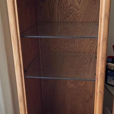 Wooden Display Cabinet with Glass Shelves