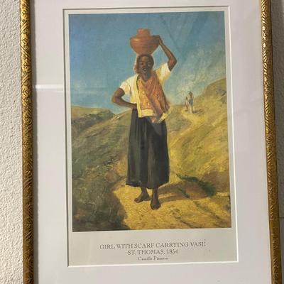 Framed Print of Camille Pissarro’s ‘Girl With Scarf Carrying Vase, St. Thomas, 1854’