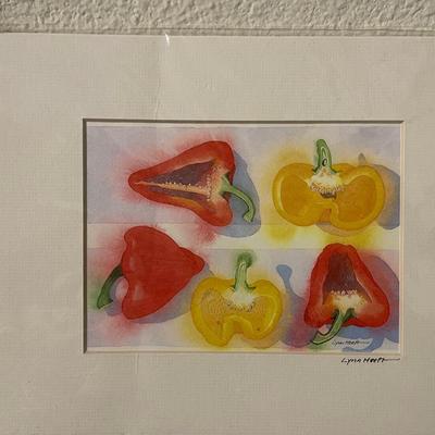 Lynn Hoeft Watercolor Painting of Red and Yellow Peppers