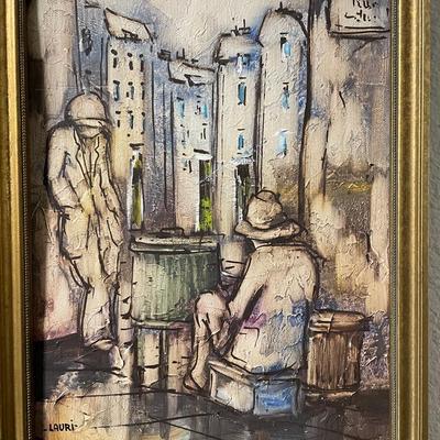 Framed Mixed Media Painting on Canvasboard Signed ‘Lauri’