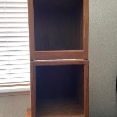 Stacked Oak Wood Cube Shelves