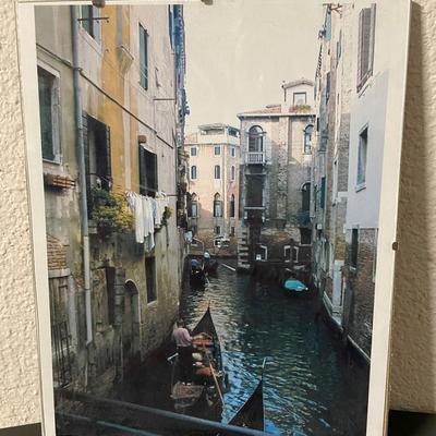 Framed Photograph of Venice Canal Scene with Gondolier