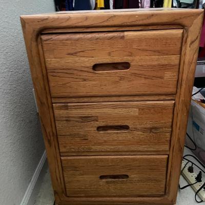Solid Oak Three-Drawer Filing Cabinet