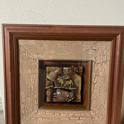 Framed Mixed Media Artwork Titled ‘Orunmila Mask’ by Matlunda