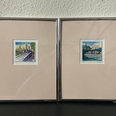 Framed Small Prints Titled ‘Paris,’ Signed by Artist ‘Lassy’