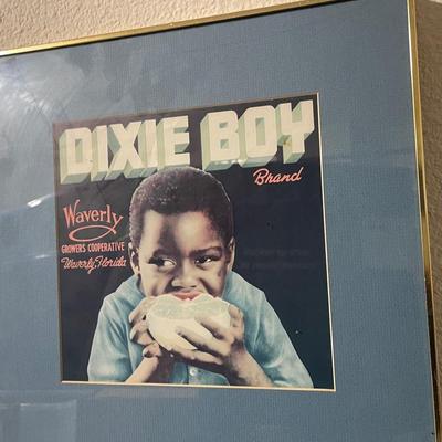 Framed Dixie Boy Fruit Crate Label, Waverly Growers Cooperative, Florida