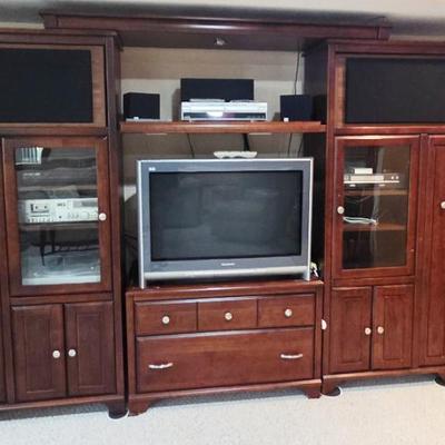 wooden entertainment center, pieces can be sold individually 
