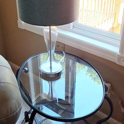 glass top side table