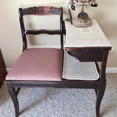 antique telephone gossip bench