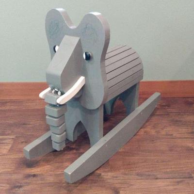 Wood Elephant Rocking Chair 