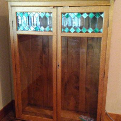 Arts and Crafts Style Stained Glass Cabinet