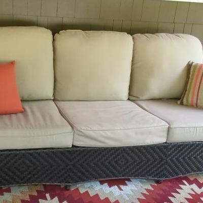 Woven Patio Couch w/Cushions