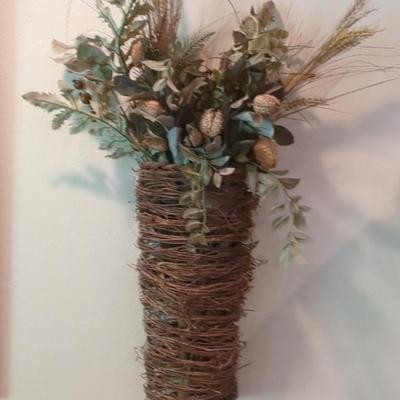 Dried Arrangement in Hanging Twig Basket