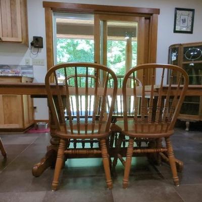 Large Trestle Style Dining Table & Chairs 