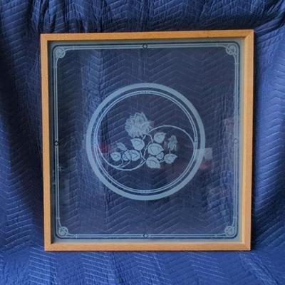 Etched Florals Framed Glass 