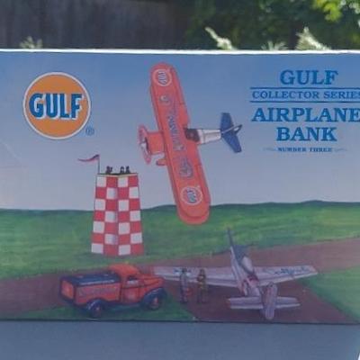 Die Cast "Gulf" Airplane Bank. NIB 