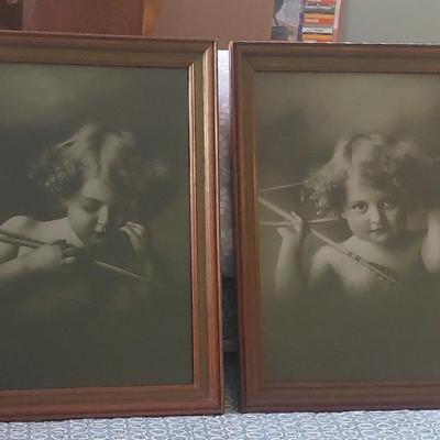 x2 Framed Art In Glass. Young Girl