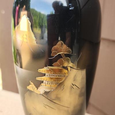 Etched Metal Vase - Mt. Fuji
