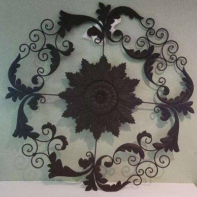 Oversize Old World Metal Floral Wall Medallion 