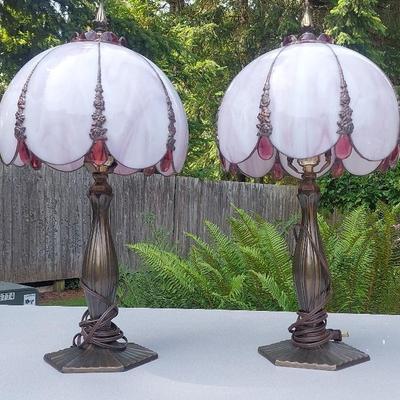 Slag Glass Lamps Art Nouveau Style 
