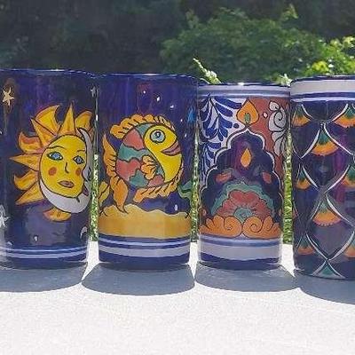 Mexican Colorful Pottery Tumblers  