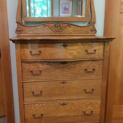 Antique High Boy Dresser w/Mirror
