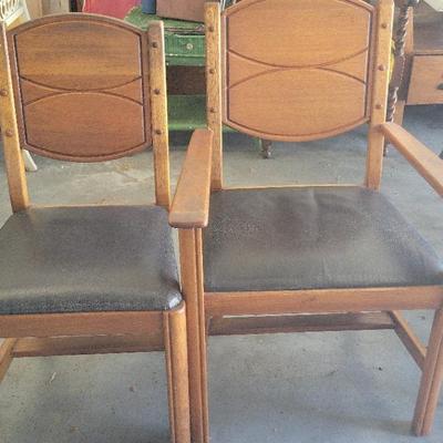 TWO WOODEN DINING CHAIRS