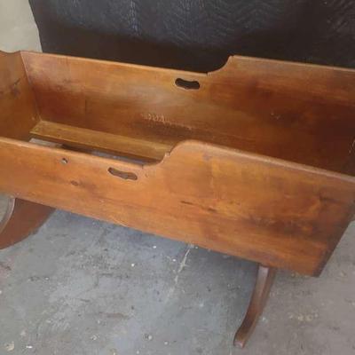 SOLID WOOD VINTAGE ROCKING BABY CRADLE