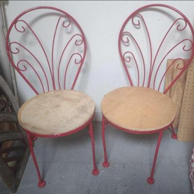 PAIR OF RED ICE CREAM PARLOR CHAIRS