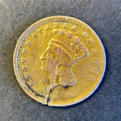 Gold U.S. Indian Princess Head 1868 One-Dollar Coin