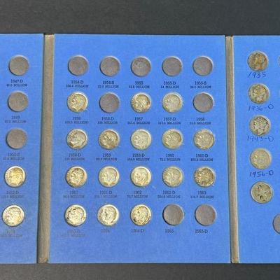 90% Silver Mercury & Roosevelt Dimes – 54 Coins (1930s–1960s)