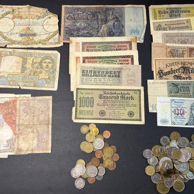 Antique & Vintage German and French Currency Collection – Notes & Coins