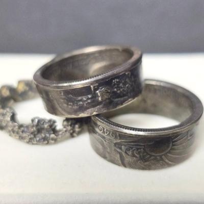 900 Silver Rings  - Made Of US Half Dollars & Nugget Style Ring