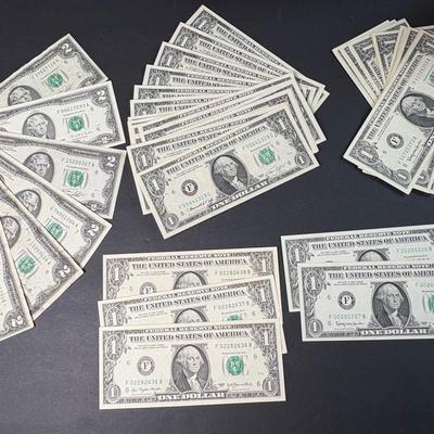 Vintage $1 & $2 Bills from 1960s–70s – $50 Face Value