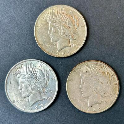 Liberty Peace Dollars – 90% Silver (3 Coins, 1922–1924, Lot 2)