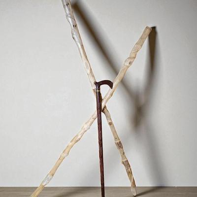 Hand Carved Walking Sticks (2) - 58"