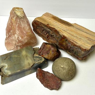 Rocks & Minerals - Large Petrified Wood, Agate, Rose Quartz, & More