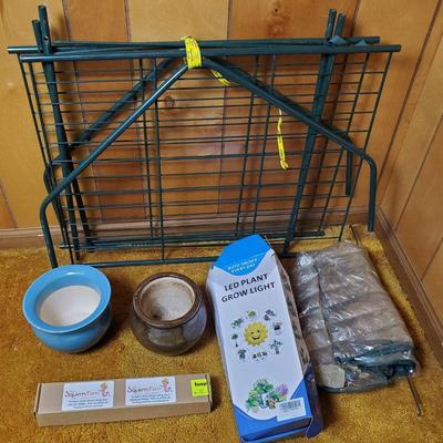 Seed Starter Green House with LED Light, Plus Ceramic Violet Pots