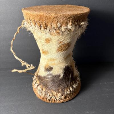 Handcrafted Cowhide Double Bongo Drum From Tanzania – 8x8x12"
