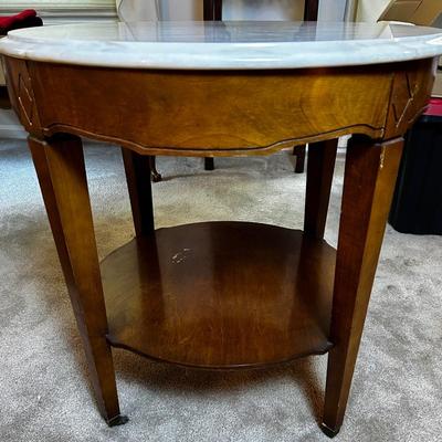 Marble Top Side Table 24x24 On Casters