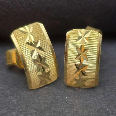 18K Gold Etched Earrings