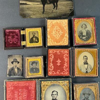 Ambrotypes & Tintypes: Sixteenth Plate To Half Plate Portraits Including Man On Horseback