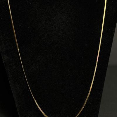 14K Gold Herringbone Necklace - 30" - Needs Repair